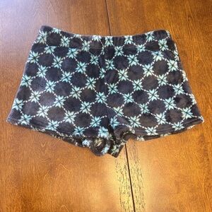 SO Blue Patterned Cozy Plush Women's Pajama Shorts